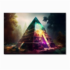 Tropical Forest Jungle Ar Colorful Midjourney Spectrum Trippy Psychedelic Nature Trees Pyramid Postcards 5  X 7  (pkg Of 10) by Sarkoni
