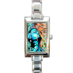 Color Detail Dream Fantasy Neon Psychedelic Teaser Rectangle Italian Charm Watch by Sarkoni