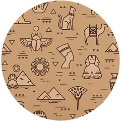 Egyptian Seamless Pattern Symbols Landmarks Signs Egypt Uv Print Round Tile Coaster