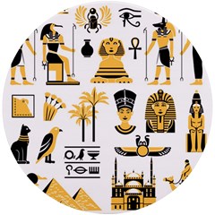 Egypt Symbols Decorative Icons Set Uv Print Round Tile Coaster