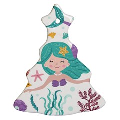 Set Cute Mermaid Seaweeds Marine In Habitants Ornament (christmas Tree)  by Bedest