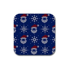 Santa Clauses Wallpaper Rubber Square Coaster (4 Pack) by artworkshop