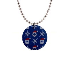 Santa Clauses Wallpaper 1  Button Necklace by artworkshop