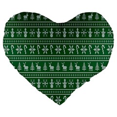 Wallpaper Ugly Sweater Backgrounds Christmas Large 19  Premium Flano Heart Shape Cushions by artworkshop