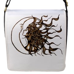 Psychedelic Art Drawing Sun And Moon Head Fictional Character Flap Closure Messenger Bag (s)