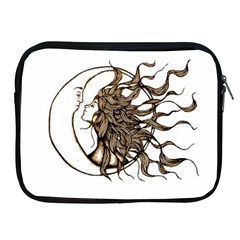 Psychedelic Art Drawing Sun And Moon Head Fictional Character Apple Ipad 2/3/4 Zipper Cases