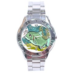 Fish Hook Worm Bait Water Hobby Stainless Steel Analogue Watch by Sarkoni