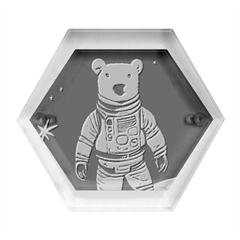 Bear Astronaut Futuristic Hexagon Wood Jewelry Box