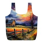 Rural Farm Fence Pathway Sunset Full Print Recycle Bag (L) Front