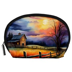 Rural Farm Fence Pathway Sunset Accessory Pouch (large)