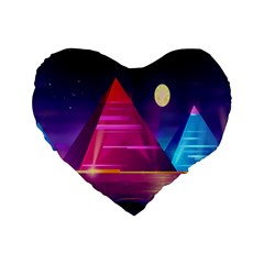 Egyptian Pyramids Night Landscape Cartoon Standard 16  Premium Flano Heart Shape Cushions by Ndabl3x