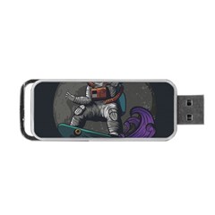 Illustration Astronaut Cosmonaut Paying Skateboard Sport Space With Astronaut Suit Portable Usb Flash (two Sides) by Ndabl3x