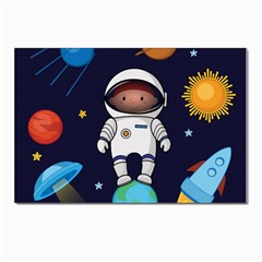 Boy Spaceman Space Rocket Ufo Planets Stars Postcard 4 x 6  (pkg Of 10) by Ndabl3x