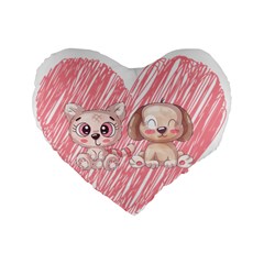 Paw Dog Pet Puppy Canine Cute Standard 16  Premium Flano Heart Shape Cushions by Sarkoni