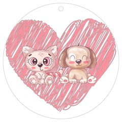 Dog Cat Animal Pet Heart Love Uv Print Acrylic Ornament Round by Sarkoni