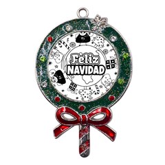 Christmas Santa Snow Happy Joy Metal X mas Lollipop With Crystal Ornament by Sarkoni