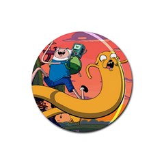 Finn And Jake Adventure Time Bmo Cartoon Rubber Coaster (round) by Bedest