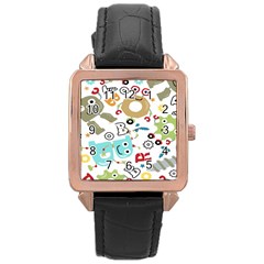 Seamless Pattern Vector With Funny Robots Cartoon Rose Gold Leather Watch  by Hannah976