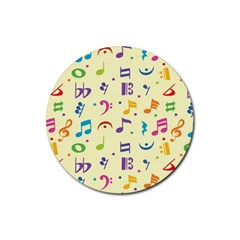 Seamless Pattern Musical Note Doodle Symbol Rubber Round Coaster (4 Pack) by Hannah976