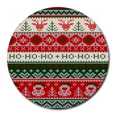 Ugly Sweater Merry Christmas  Round Mousepad by artworkshop