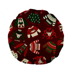 Ugly Sweater Wrapping Paper Standard 15  Premium Flano Round Cushions by artworkshop