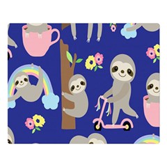 Hand Drawn Cute Sloth Pattern Background Two Sides Premium Plush Fleece Blanket (large) by Hannah976