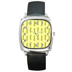 Yellow Pineapple Square Metal Watch by ConteMonfrey