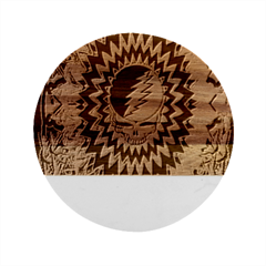 Grateful Dead Butterfly Pattern Marble Wood Coaster (round) by Bedest
