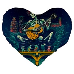 Grateful Dead Singing Skeleton Large 19  Premium Flano Heart Shape Cushions by Bedest