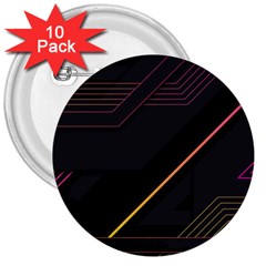 Gradient Geometric Shapes Dark Background 3  Buttons (10 Pack)  by Apen