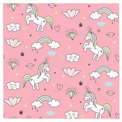 Cute Unicorn Seamless Pattern Wooden Puzzle Square by Apen