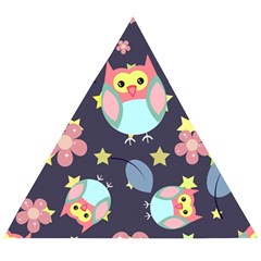 Owl Stars Pattern Background Wooden Puzzle Triangle by Apen