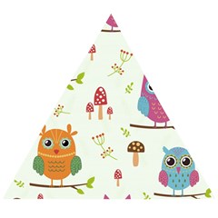 Forest Seamless Pattern With Cute Owls Wooden Puzzle Triangle by Apen