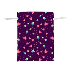 Colorful Stars Hearts Seamless Vector Pattern Lightweight Drawstring Pouch (l) by Apen