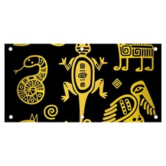 Mexican Culture Golden Tribal Icons Banner And Sign 6  X 3  by Apen