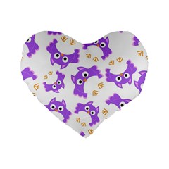 Purple Owl Pattern Background Standard 16  Premium Flano Heart Shape Cushions by Apen