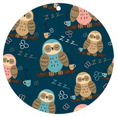 Seamless Pattern Owls Dreaming Uv Print Acrylic Ornament Round by Apen