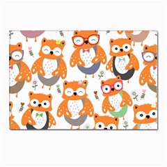 Cute Colorful Owl Cartoon Seamless Pattern Postcards 5  X 7  (pkg Of 10) by Apen