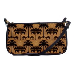 Camel Palm Tree Patern Shoulder Clutch Bag