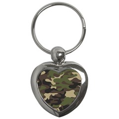 Texture Military Camouflage Repeats Seamless Army Green Hunting Key Chain (heart) by Ravend