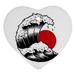 Japanese Sun & Wave Heart Ornament (Two Sides)