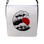 Japanese Sun & Wave Flap Closure Messenger Bag (L)