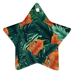 Green Tropical Leaves Ornament (star) by Jack14