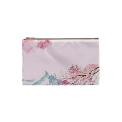 Pink Chinese Style Cherry Blossom Cosmetic Bag (small) by Cendanart