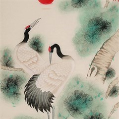 Japanese Crane Painting Of Bird Play Mat (rectangle) by Cendanart