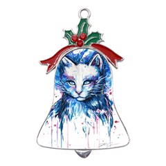 Cat Metal Holly Leaf Bell Ornament by saad11