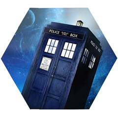 Tardis Doctor Who Space Blue Wooden Puzzle Hexagon by Cendanart