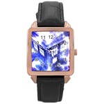 Tardis Doctor Who Blue Travel Machine Rose Gold Leather Watch 