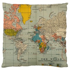 Vintage World Map Standard Premium Plush Fleece Cushion Case (two Sides) by Ket1n9
