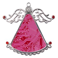 Pink Circuit Pattern Metal Angel With Crystal Ornament by Ket1n9